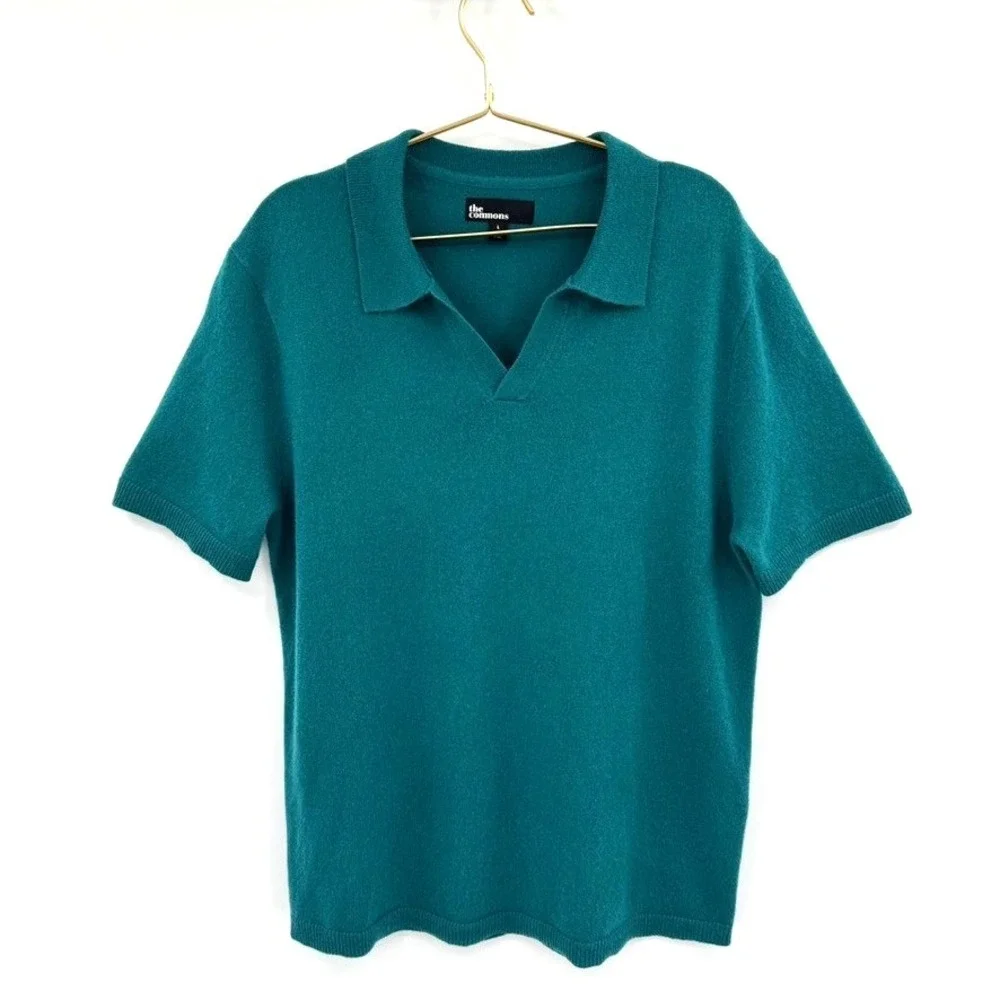The Commons Johnny 100% Cashmere Collared Polo Sweater Short Sleeve Quiet Luxury - Picture 2 of 8